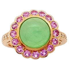 Chrysoprase, Pink Sapphire and Diamond Rings set in 18K Rose Gold Settings