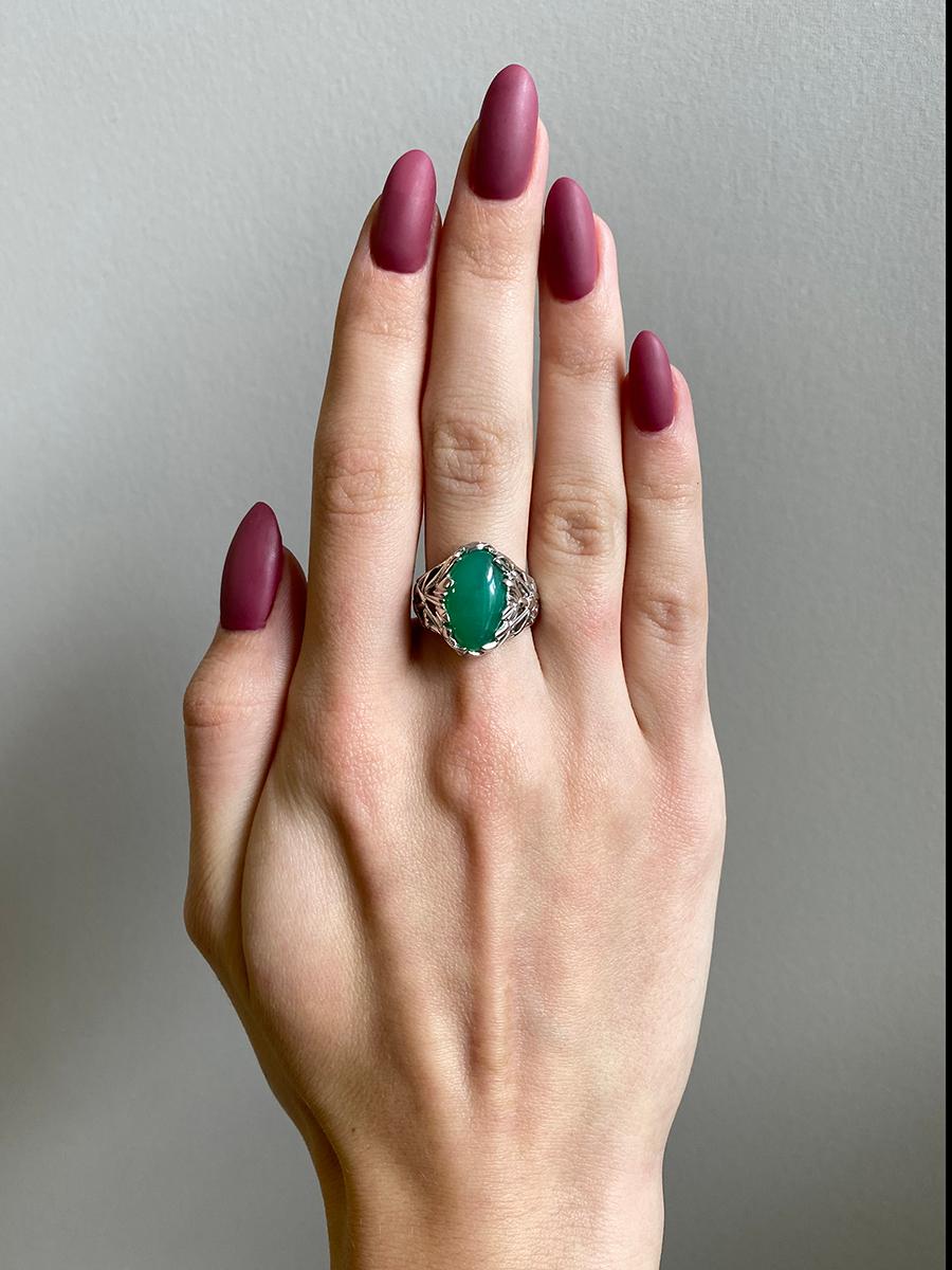 unisex green stone ring