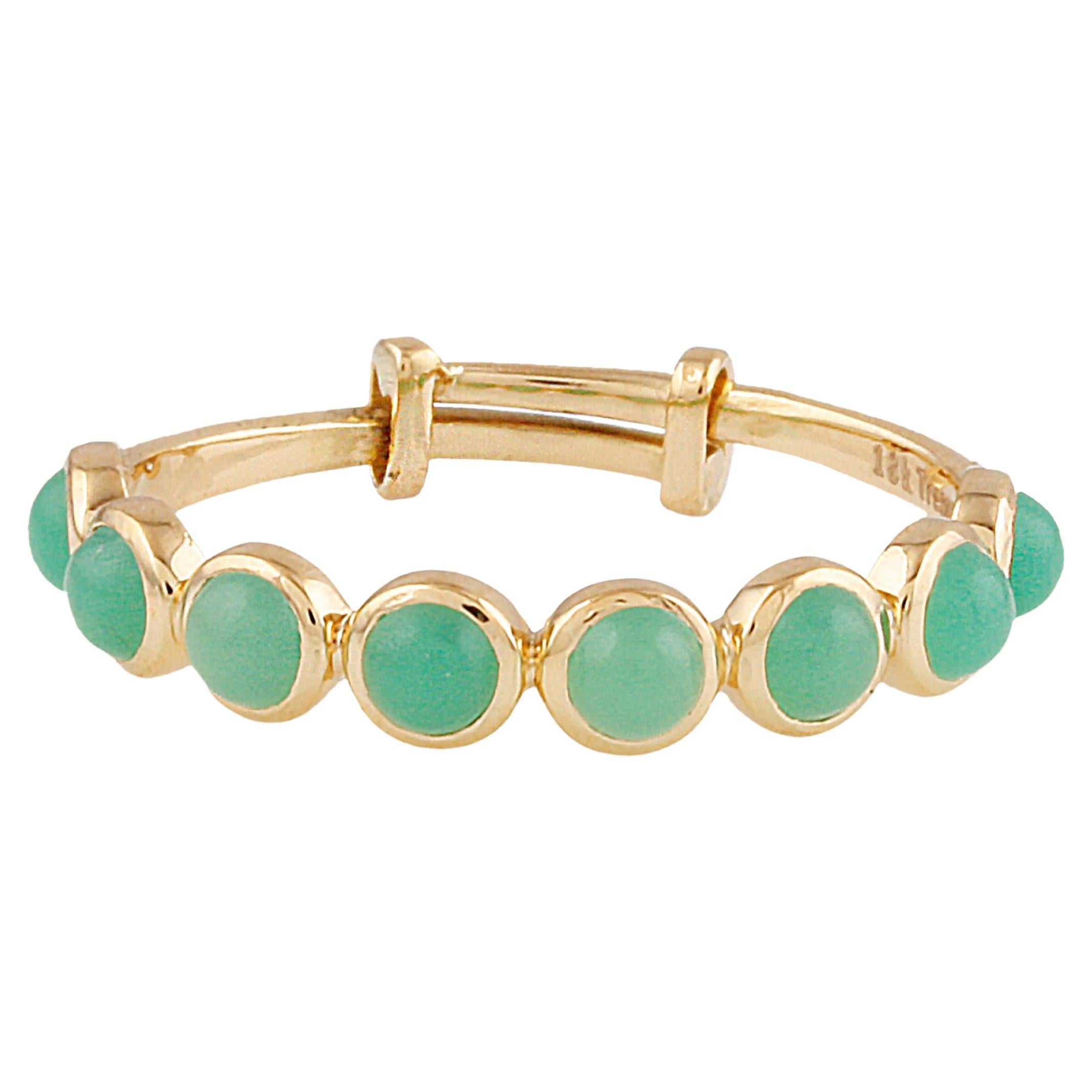 Chrysoprase Round Ring In 18K Yellow Gold For Sale