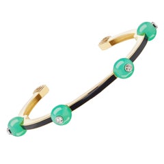 Chrysoprase, Diamond and Black Enamel Bangle by Andrew Glassford Chrysoprase, Diamond and Black Enamel Bangle by Andrew Glassford