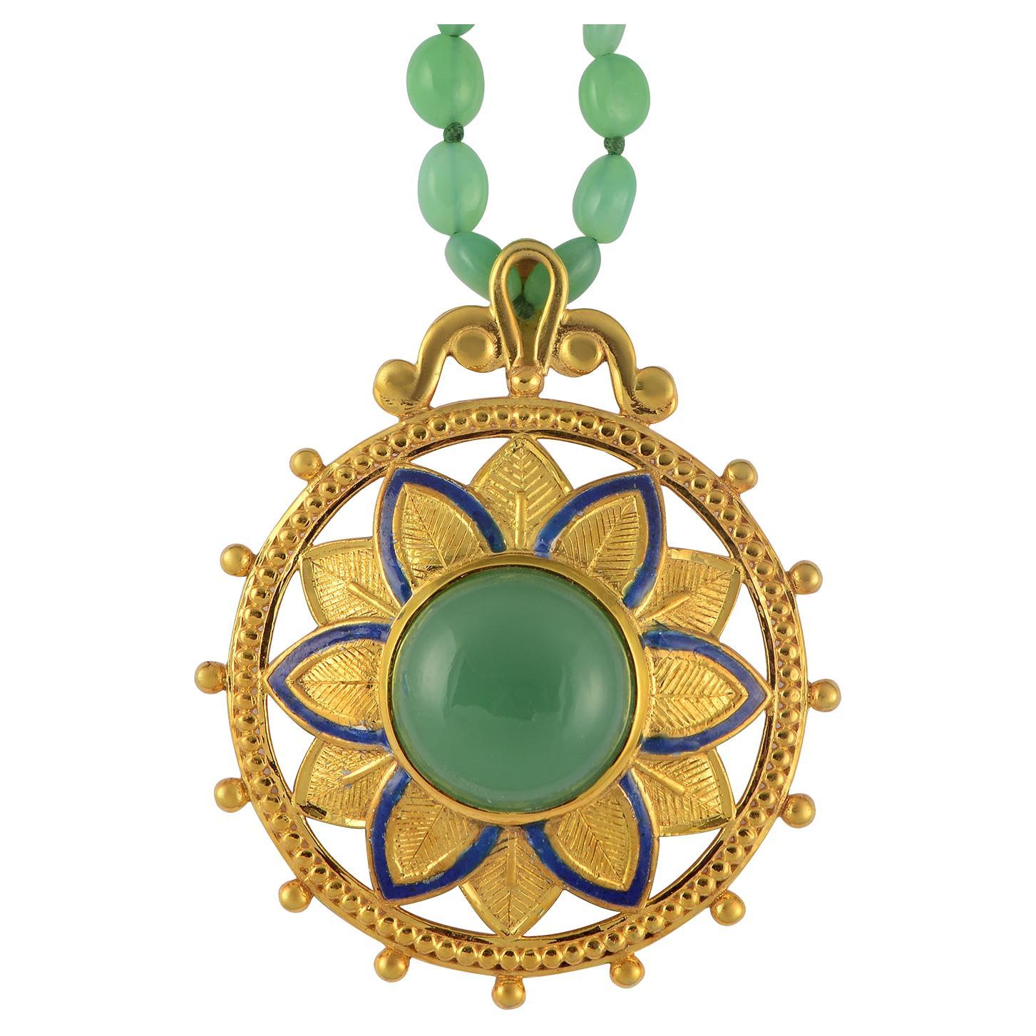 Pendentif en émail chrysoprase