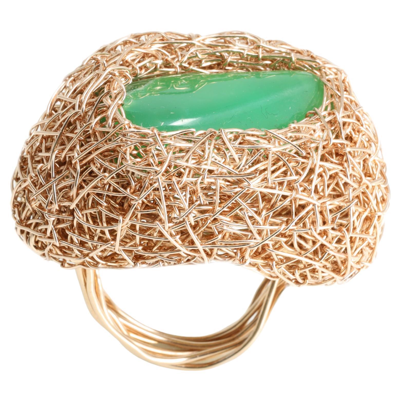 Chrysoprase stone one-off-a-kind Statement or Cocktail Ring, by the artist