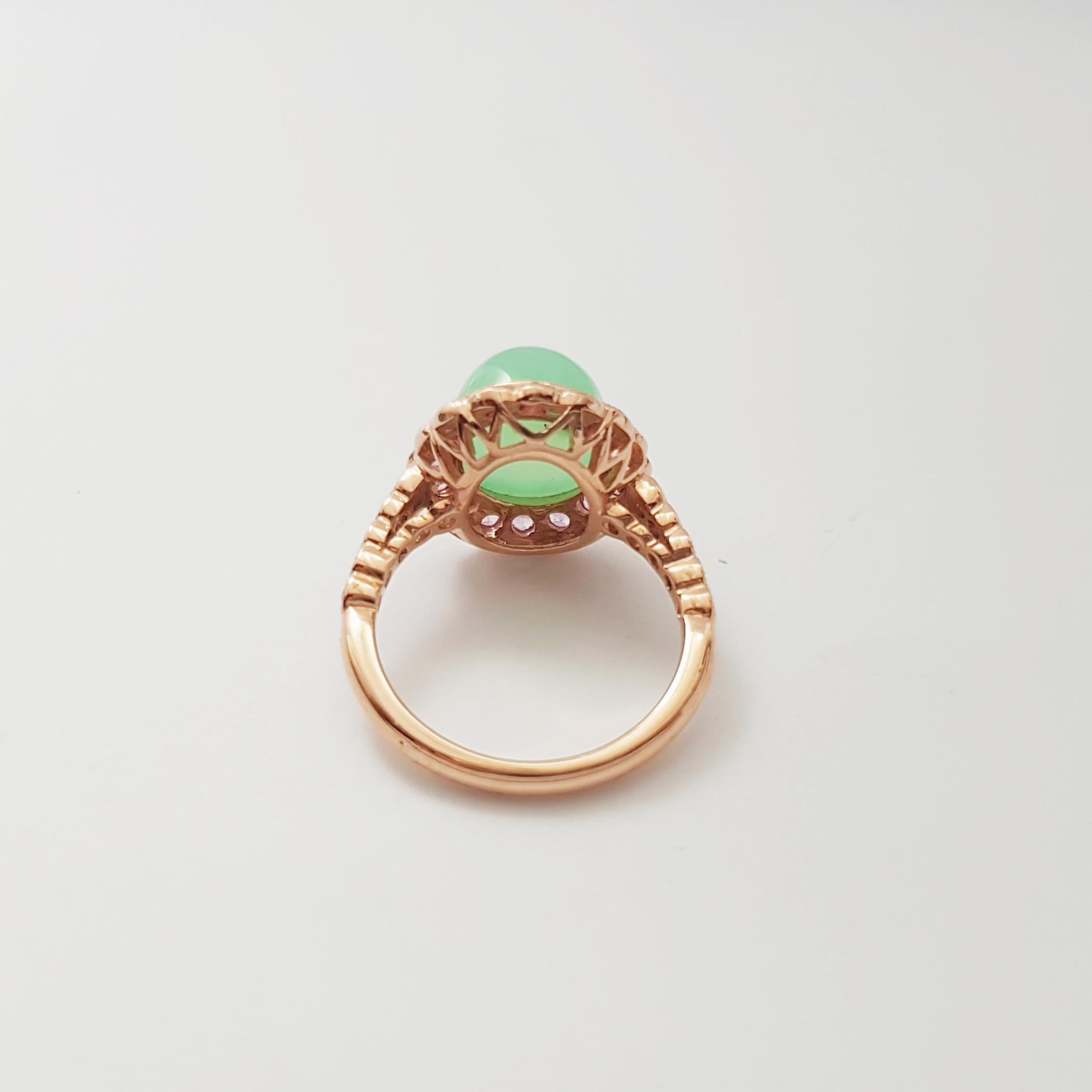 Bagues en chrysoprase avec saphir rose et diamant serties en or rose 18 carats en vente 5