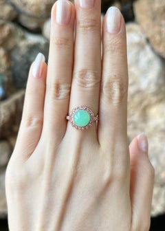 Chrysoprase with Pink Sapphire and Diamond Rings set in 18K Rose Gold Settings