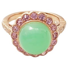 Ringe aus 18 Karat Roségold mit Chrysopras mit rosa Saphir und Diamant