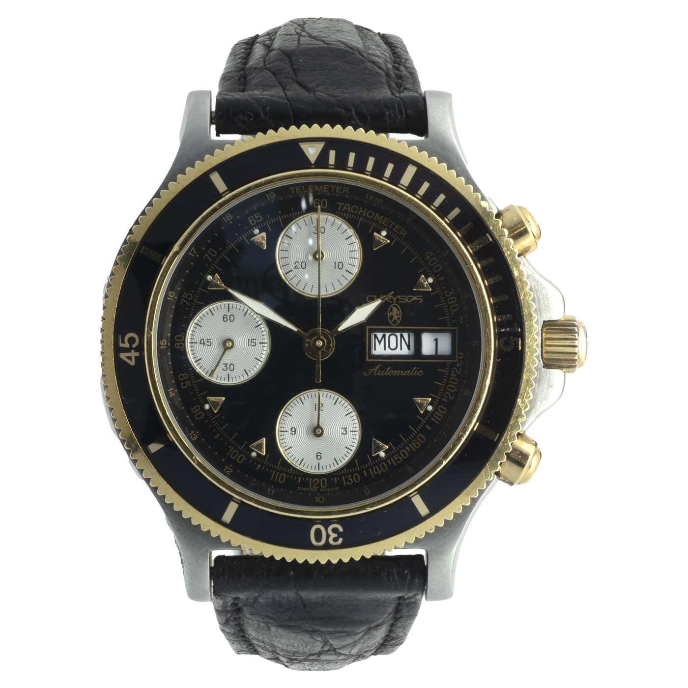 Chrysos Stainless Steel and 18 Karat Yellow Gold Divers Chronograph at ...