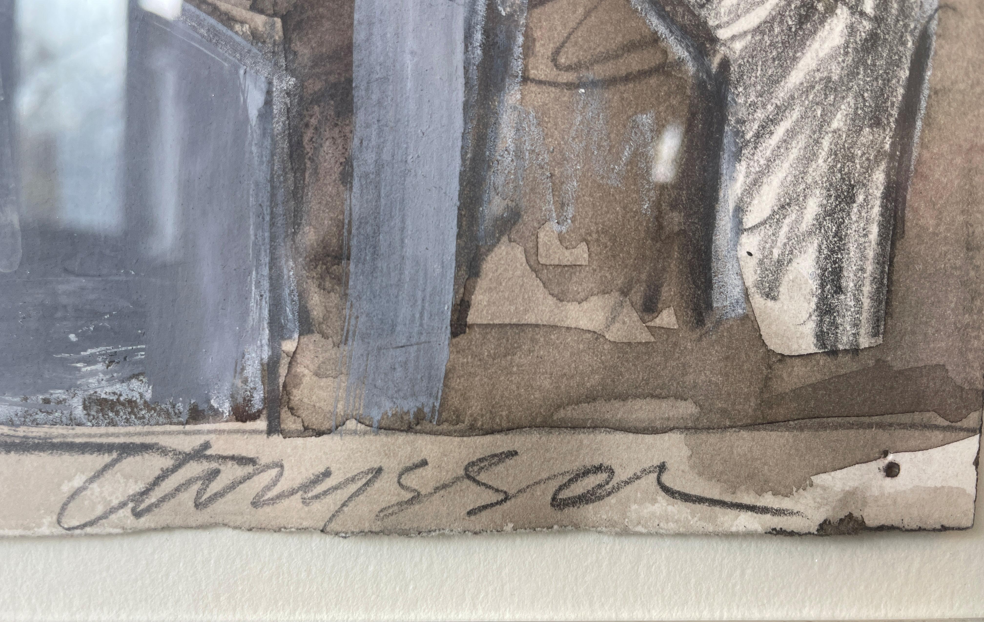 Chryssa
Wiederholung
Signiert unten rechts; rückseitig betitelt
Gouache, Aquarell, Holzkohle und Graphit auf Papier
15 x 11 Zoll

Geboren und ausgebildet in Athen, Griechenland, wurde Vardea Chryssa, die beruflich als Chryssa bekannt ist,