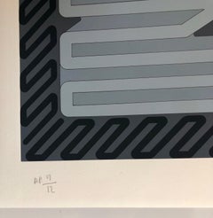 1970's Large Silkscreen Abstract Geometric Day Glo Serigraph Pop Art Print Neon