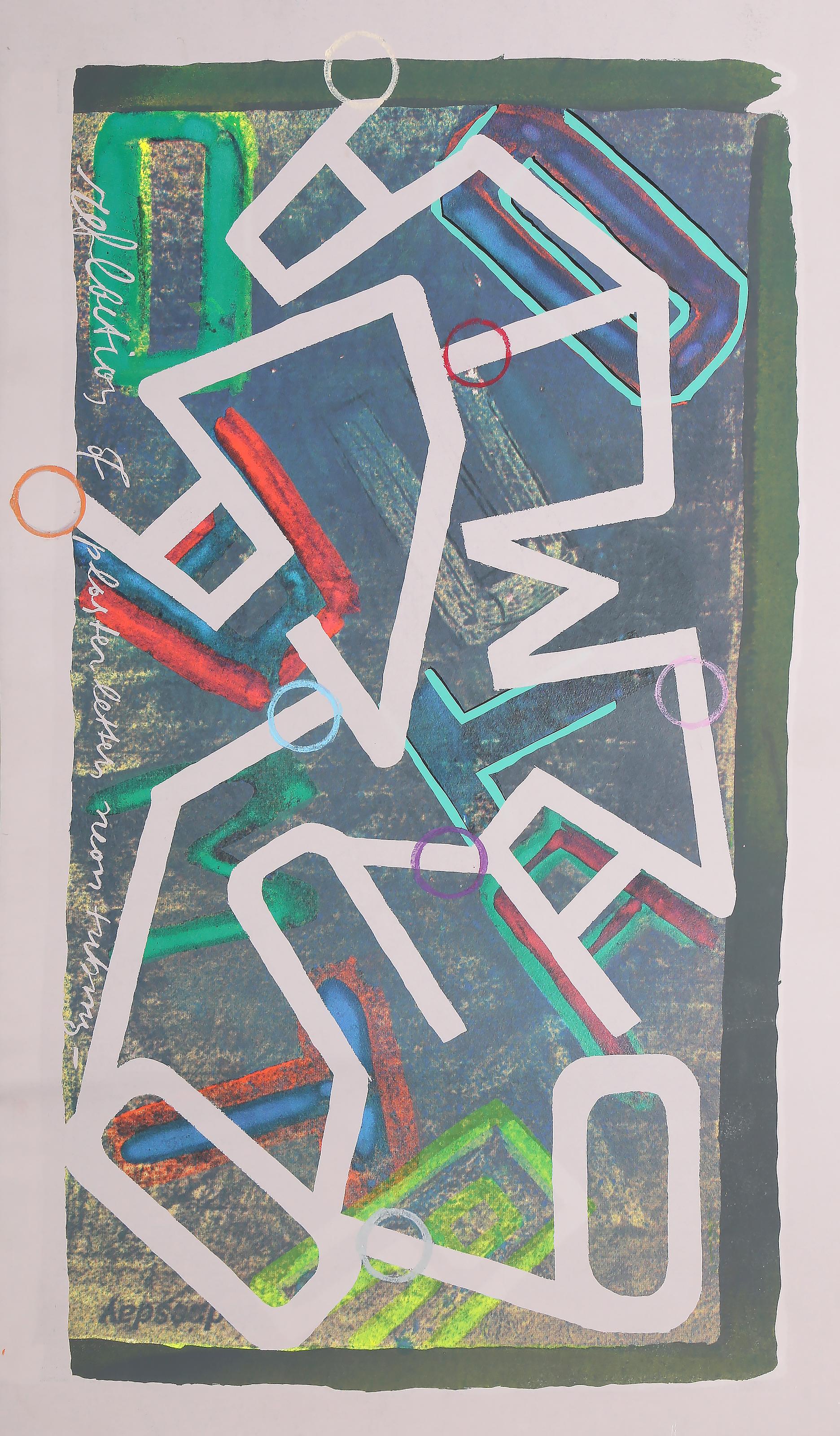 Abstract Print Chryssa Vardea-Mavromichali - Constructions: Reflections of Plaster Letter Neon Tubing, sérigraphie de Chryssa