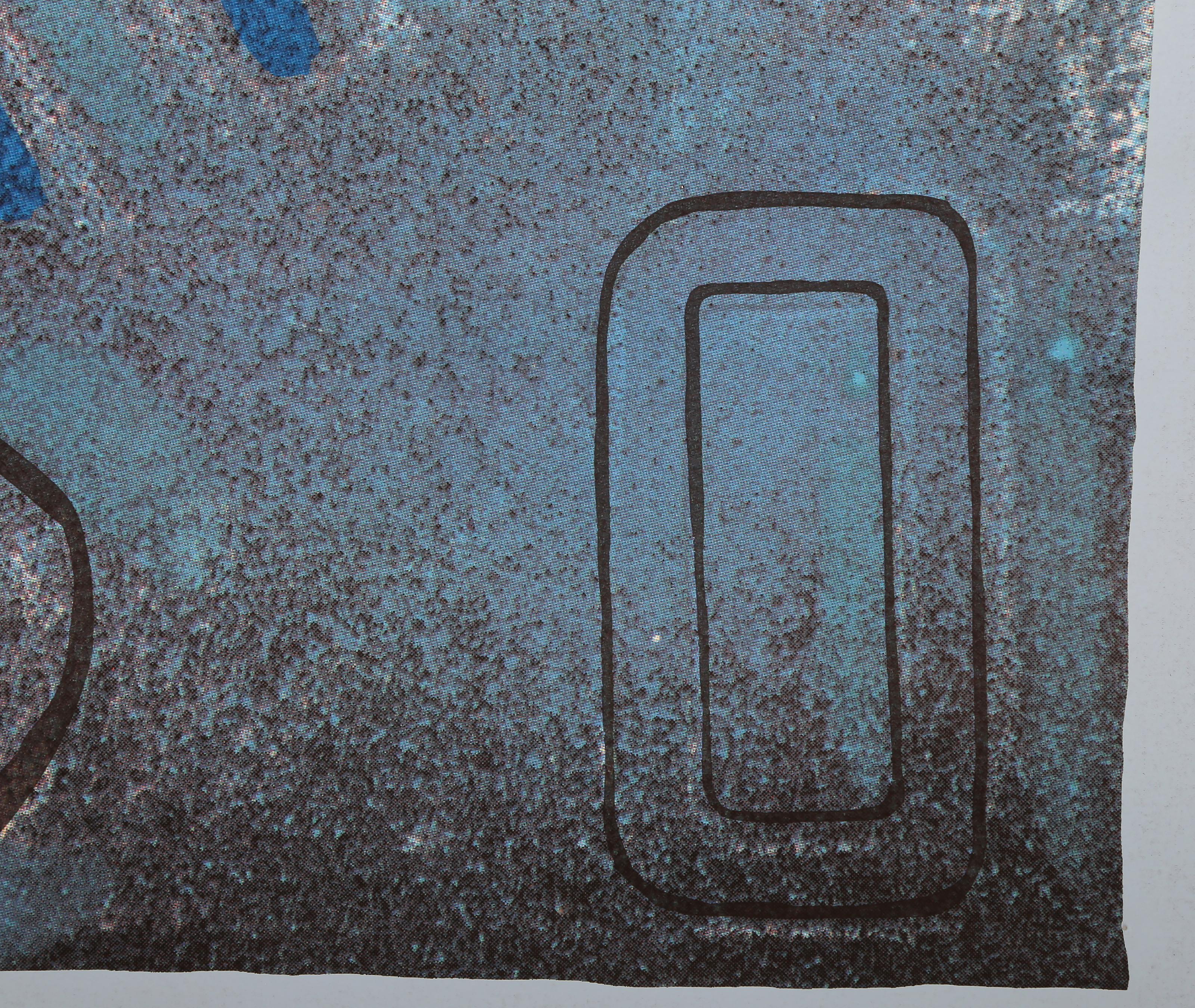 Constructions: Wednesday, Screenprint by Chryssa - Blue Abstract Print by Chryssa Vardea-Mavromichali