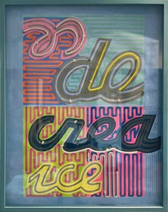 CITYSCAPE, Textual Neon Mixed Media Sculpture by Chryssa