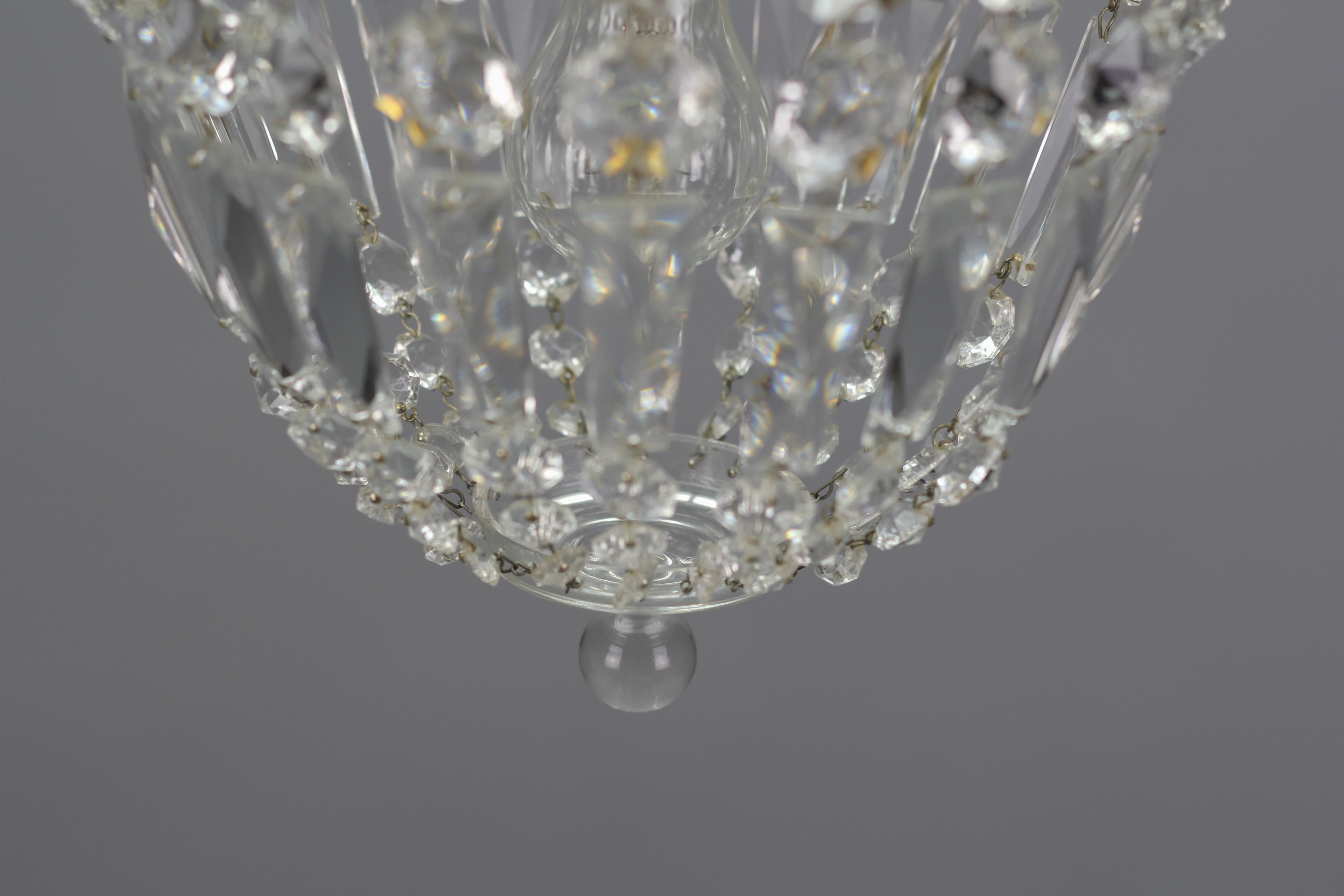 Chrystal Glass and Brass Pendant Light by Palwa, Germany 6