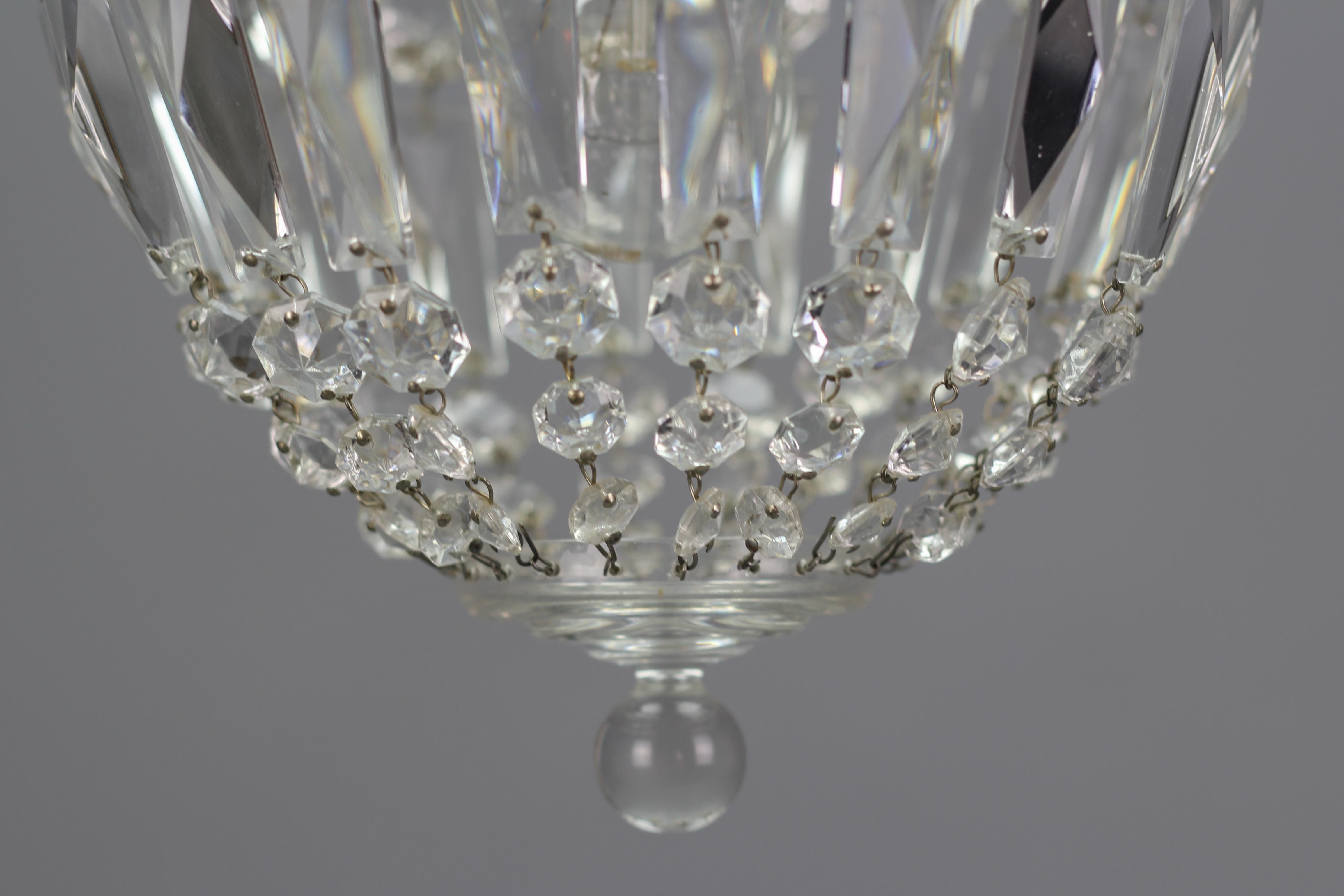 Chrystal Glass and Brass Pendant Light by Palwa, Germany 7