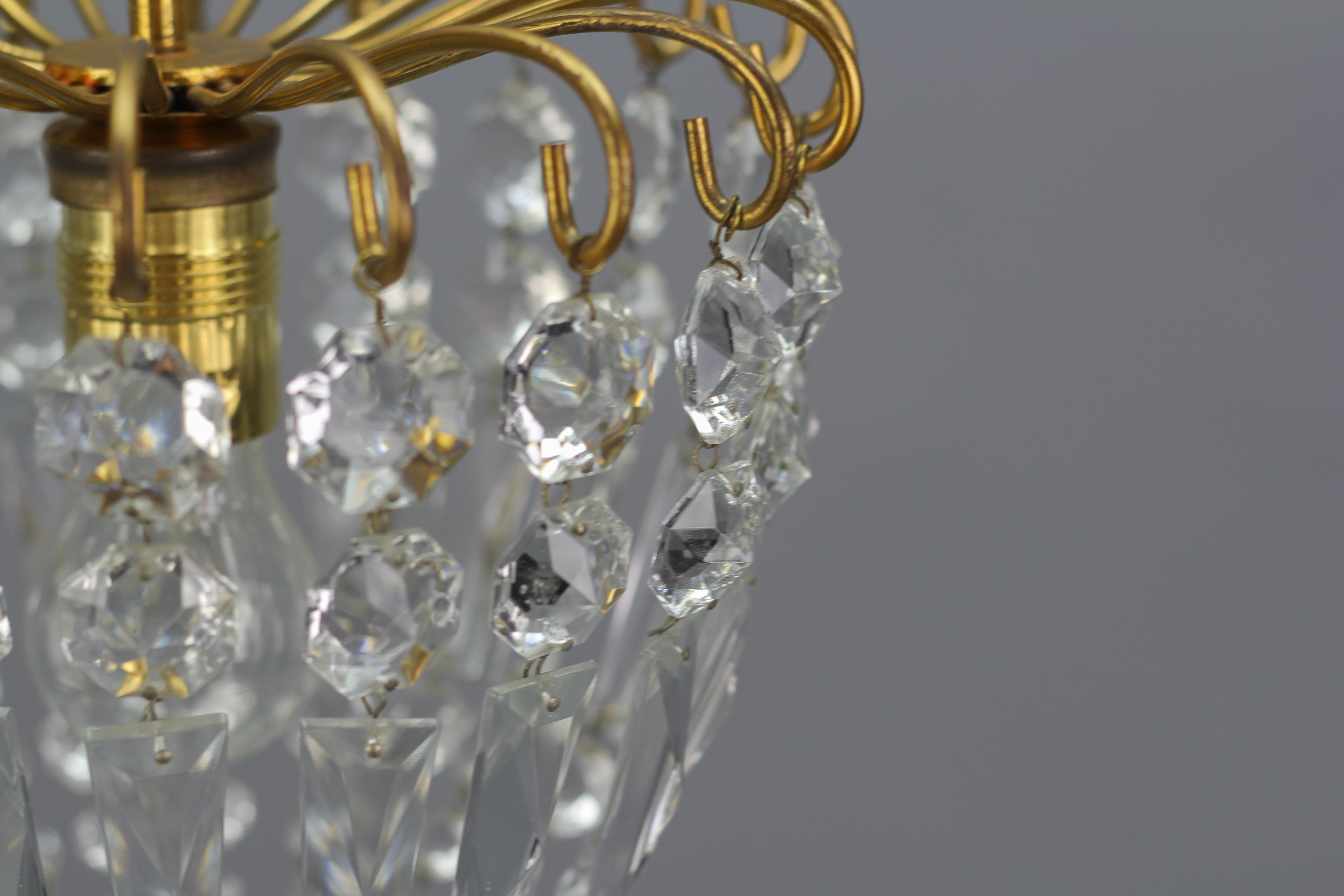 Chrystal Glass and Brass Pendant Light by Palwa, Germany 8