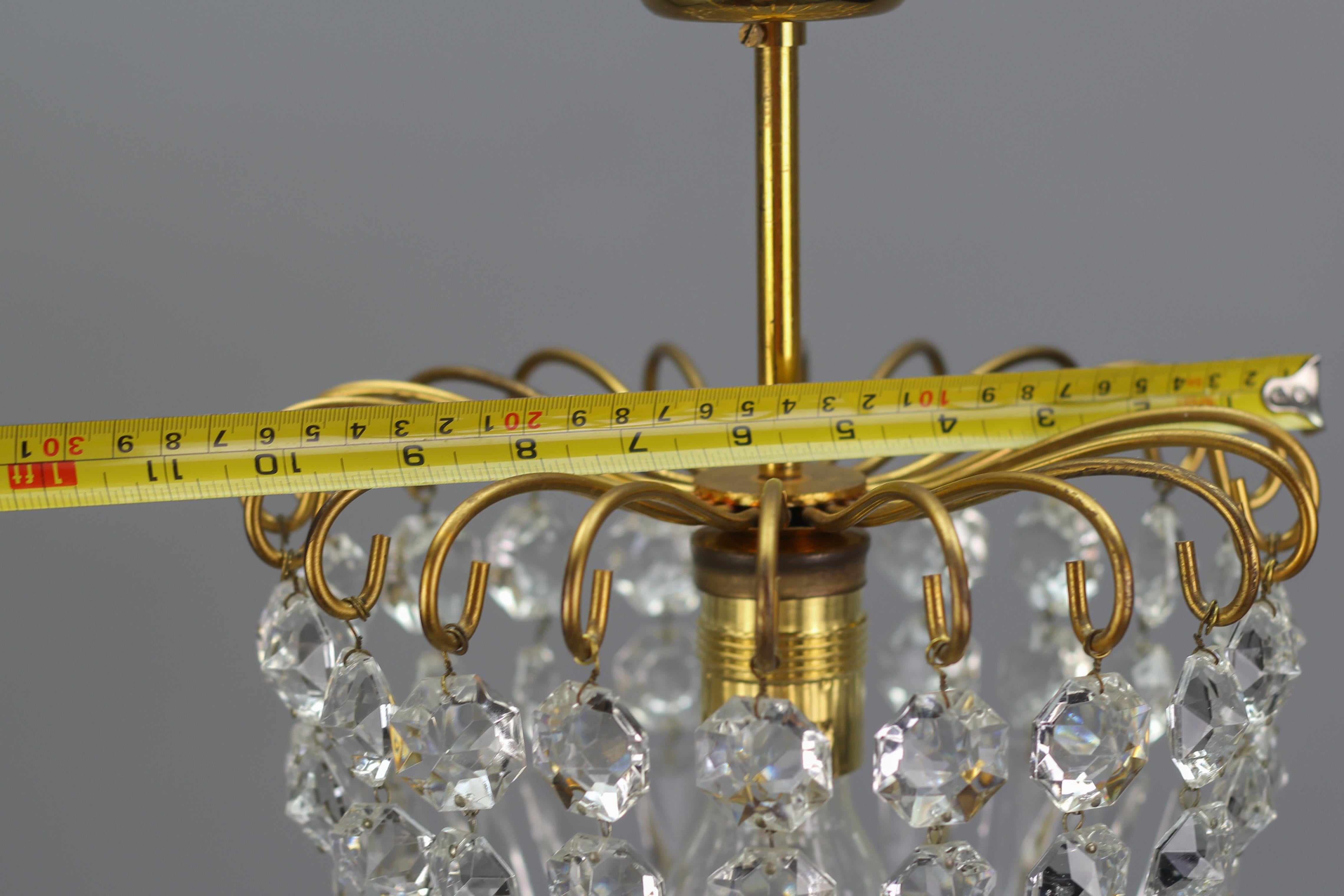 Chrystal Glass and Brass Pendant Light by Palwa, Germany 10