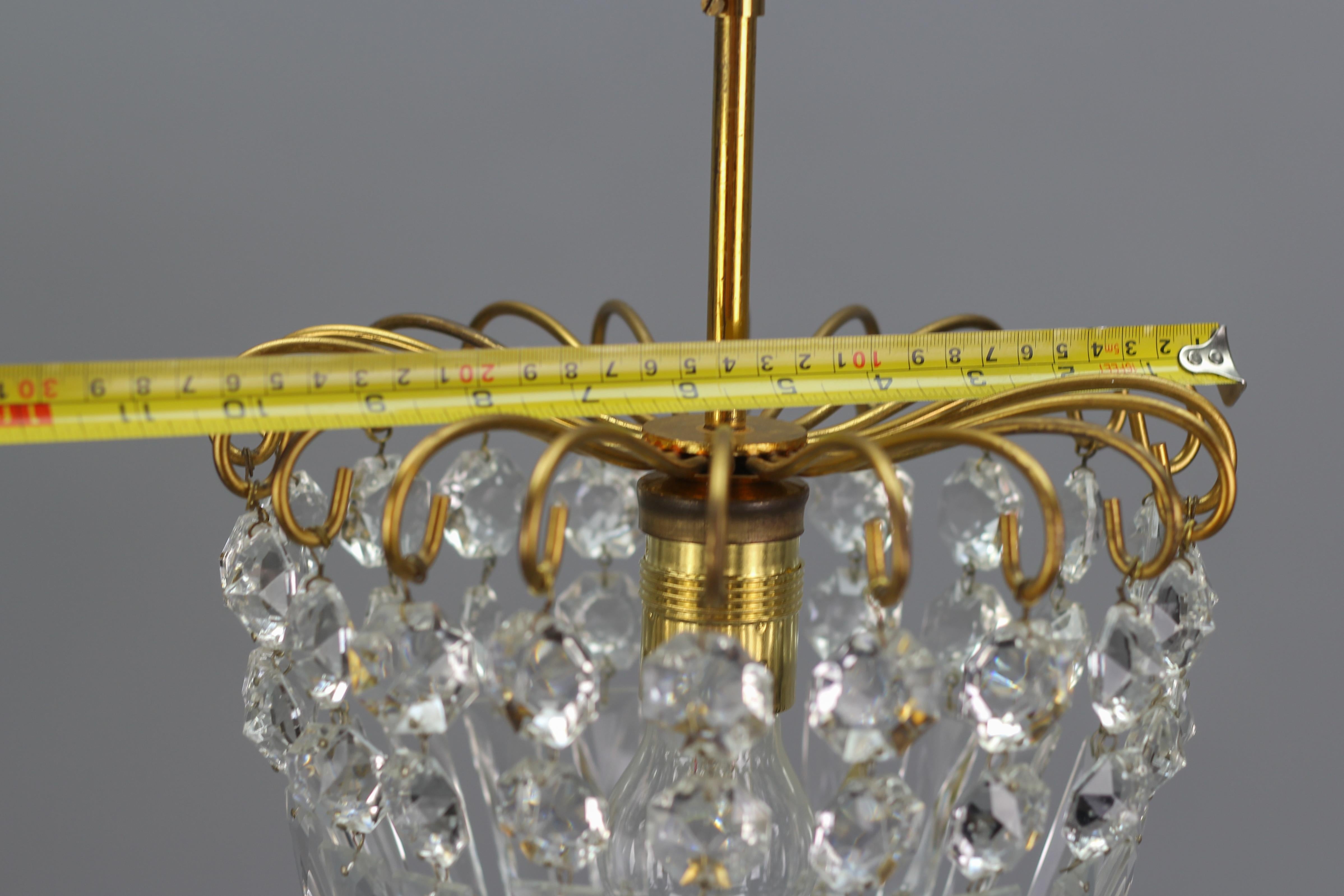 Chrystal Glass and Brass Pendant Light by Palwa, Germany 11
