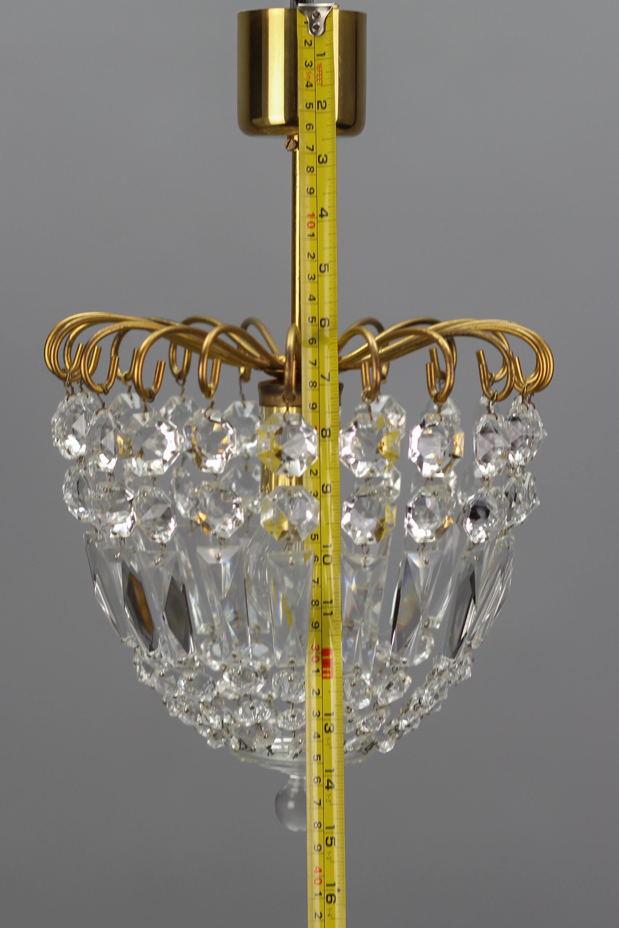 Chrystal Glass and Brass Pendant Light by Palwa, Germany 12