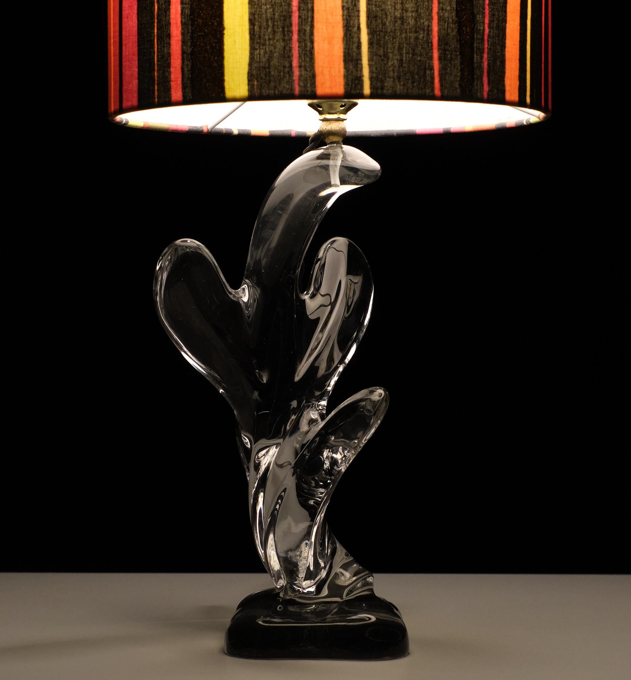 Mid-20th Century Chrystal Glass Cactus Table Lamp Vannes the Chatel, France, 1960s For Sale