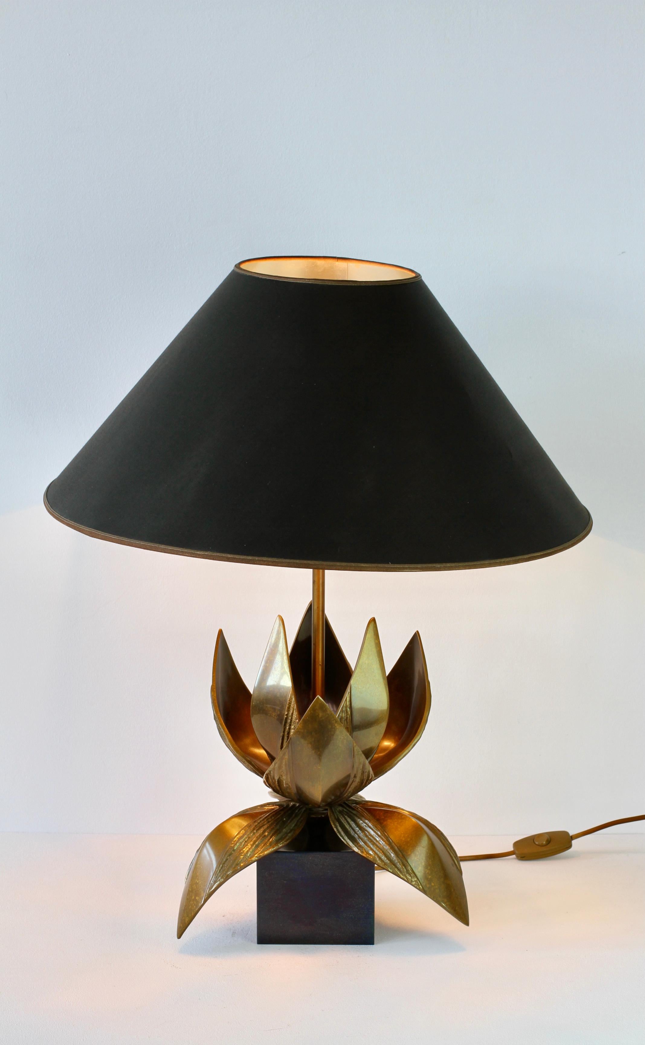 Chrystiane Charles for Maison Charles rare and very large / tall signed cast brass 'Orphee' table lamp on a burnished patinated metal base. Opulent, ornate and decadent, everything you would expect from beautifully crafted French design. Perfect for