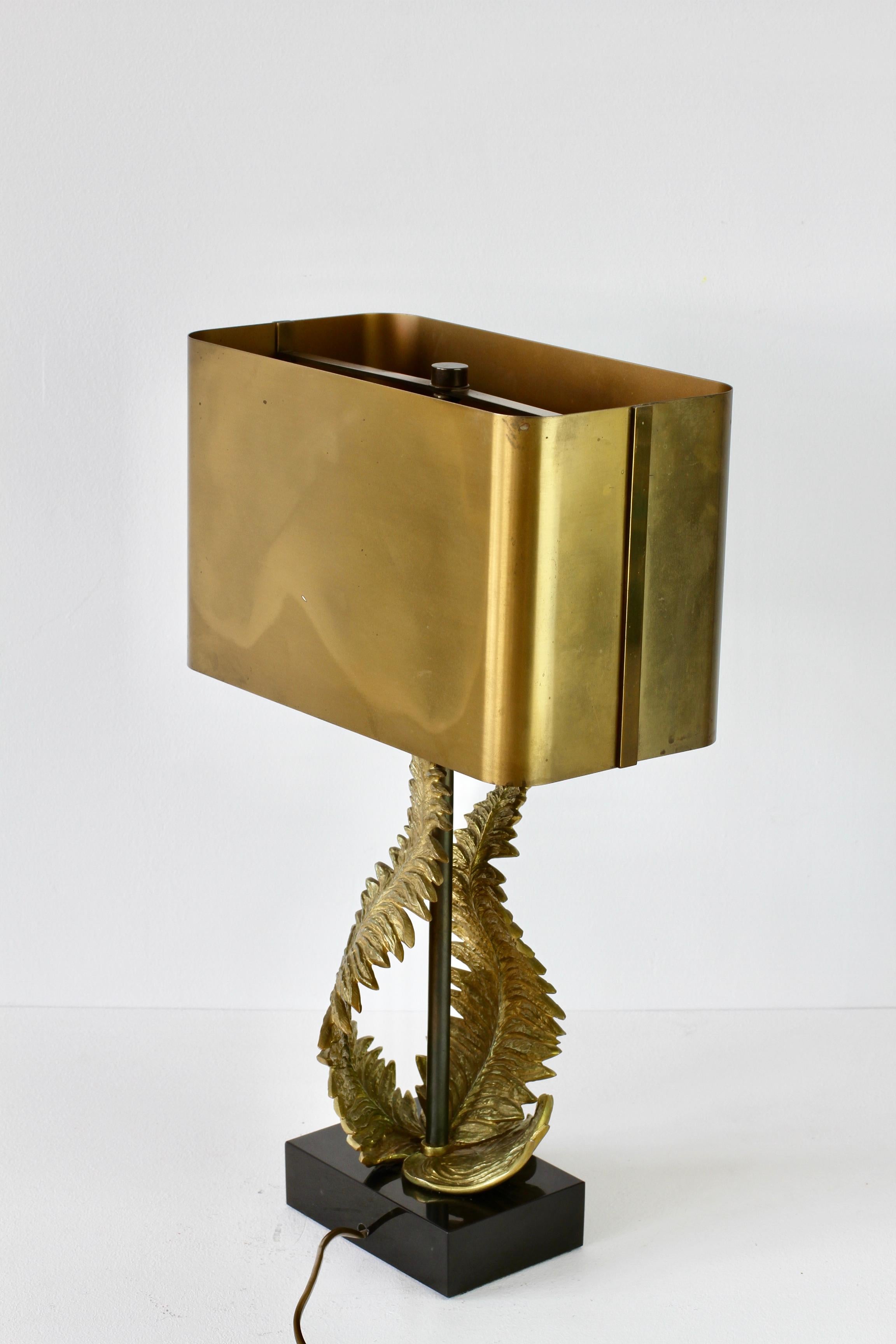 Chrystiane Charles for Maison Charles Signed Brass Fern Table Lamp circa 1960s For Sale 3
