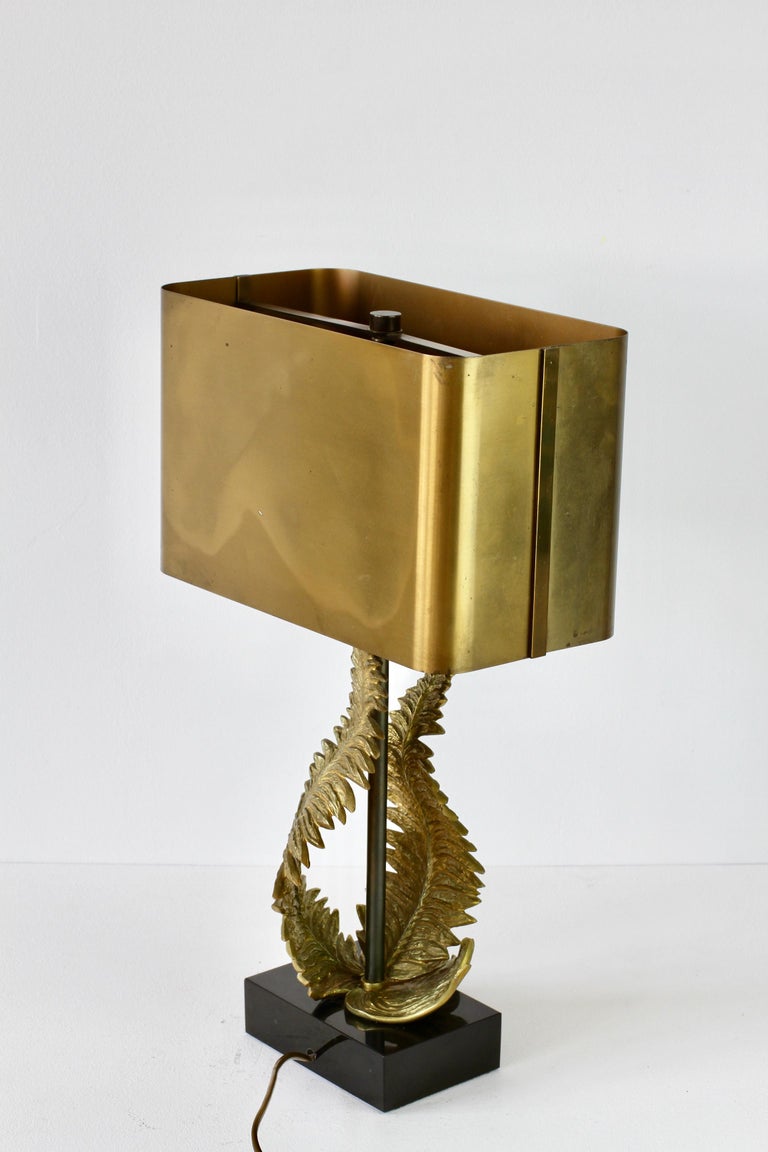 Chrystiane Charles for Maison Charles Signed Brass Fern Table Lamp circa 1960s For Sale 4