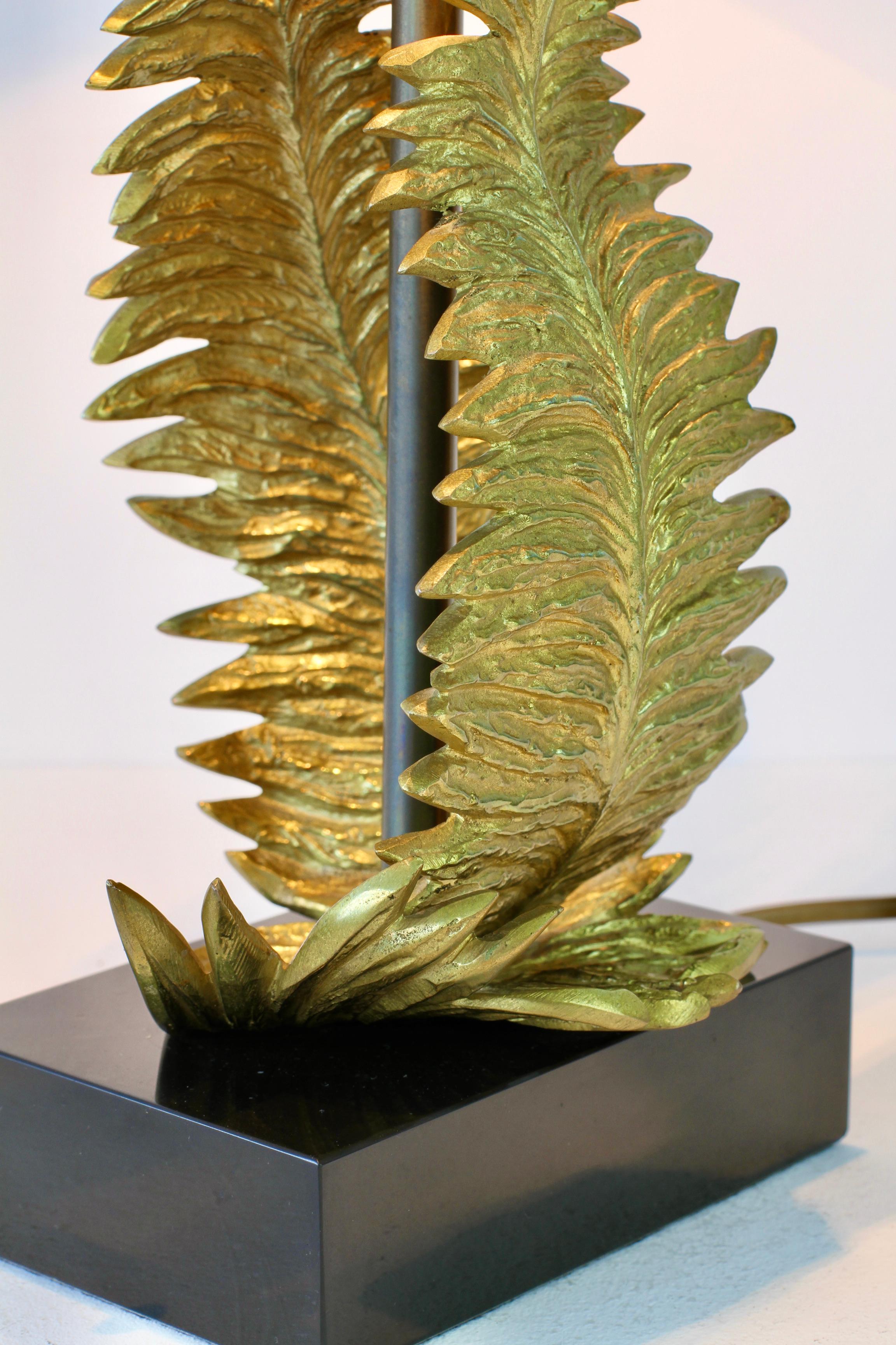 Chrystiane Charles for Maison Charles Signed Brass Fern Table Lamp circa 1960s For Sale 8
