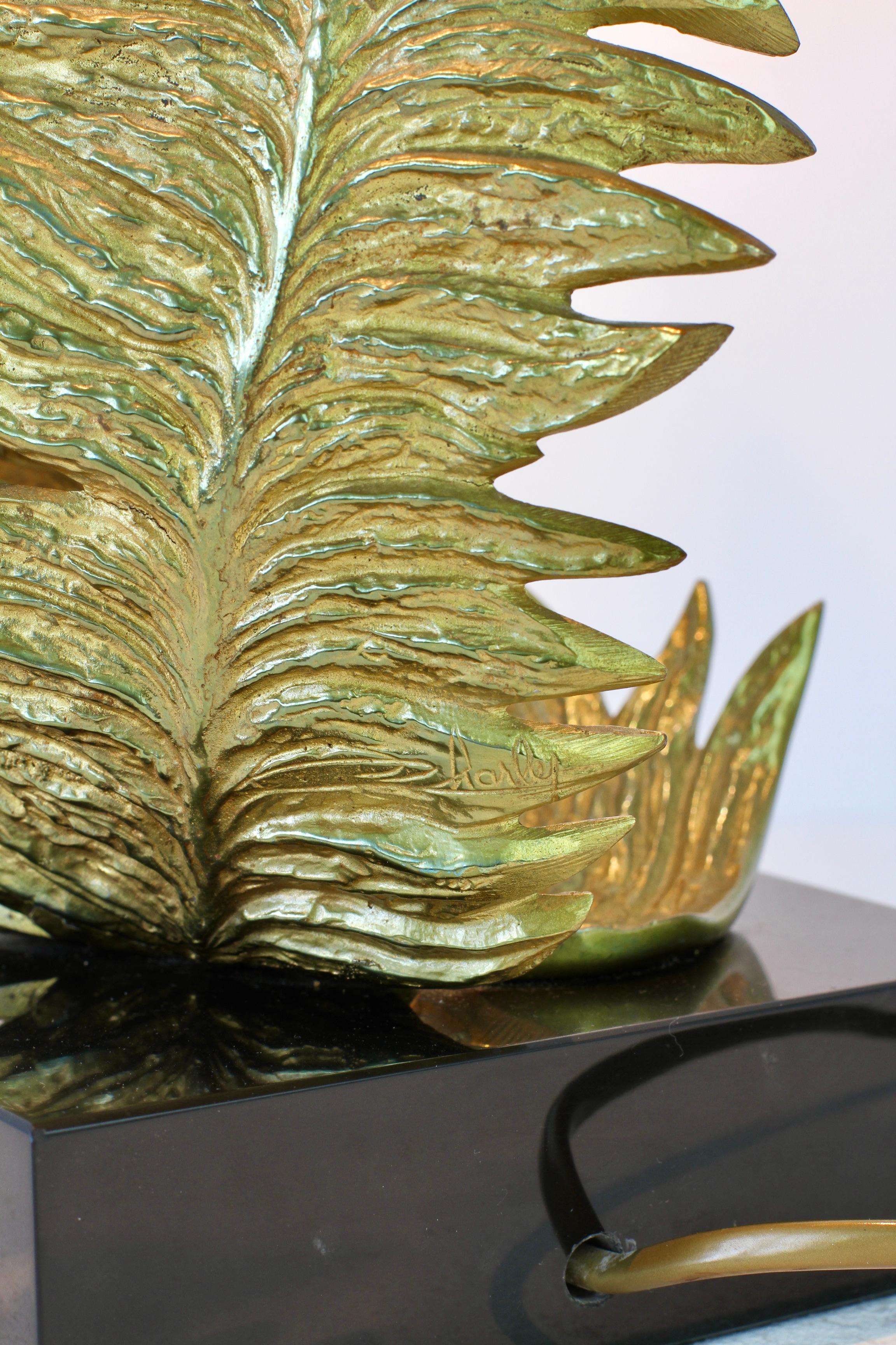 Chrystiane Charles for Maison Charles Signed Brass Fern Table Lamp circa 1960s For Sale 9