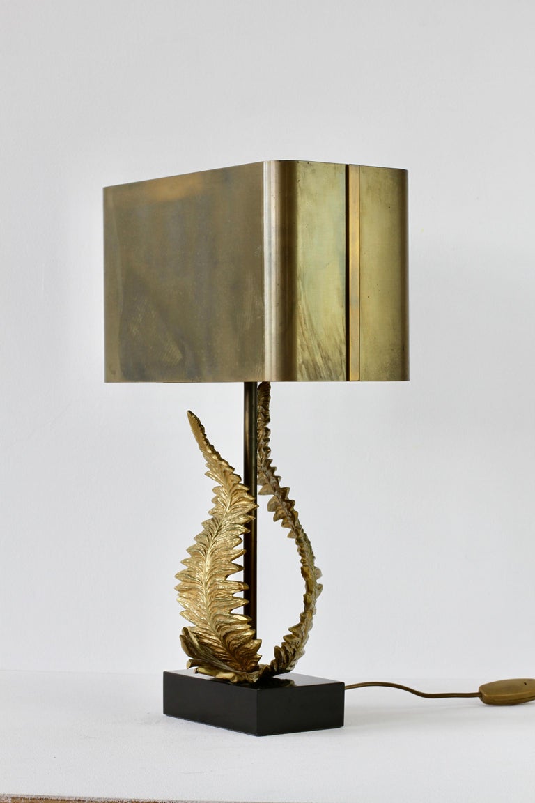 Mid-Century Modern Chrystiane Charles for Maison Charles Signed Brass Fern Table Lamp circa 1960s For Sale