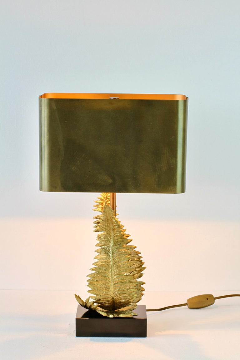 Cast Chrystiane Charles for Maison Charles Signed Brass Fern Table Lamp circa 1960s For Sale