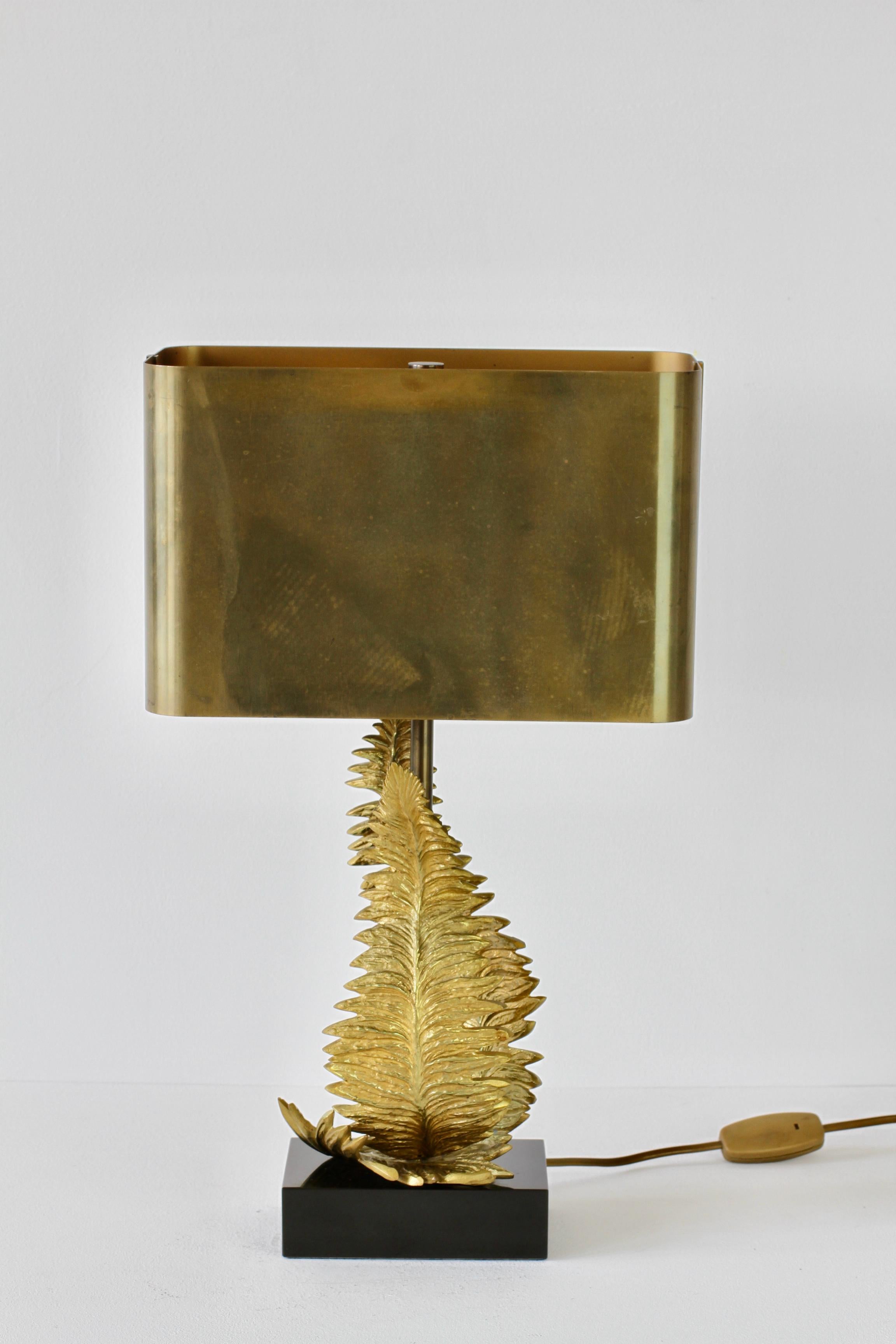 Cast Chrystiane Charles for Maison Charles Signed Brass Fern Table Lamp circa 1960s For Sale