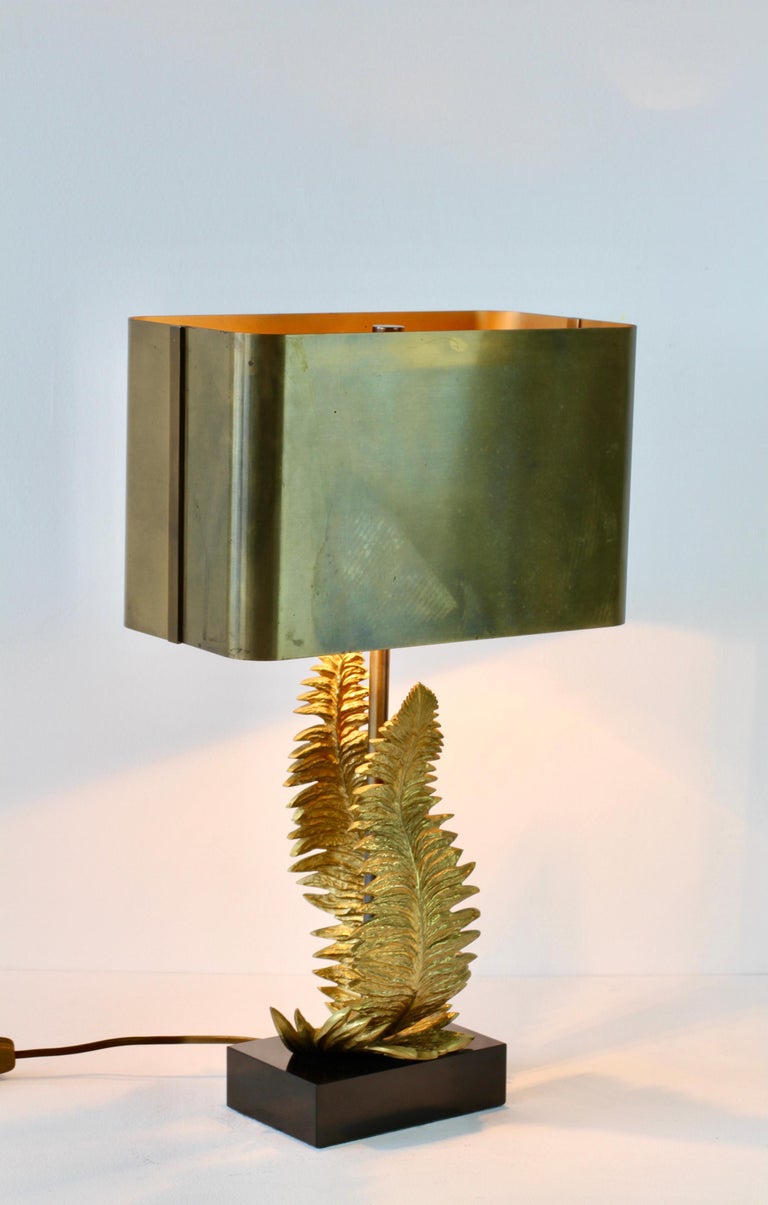 20th Century Chrystiane Charles for Maison Charles Signed Brass Fern Table Lamp circa 1960s For Sale
