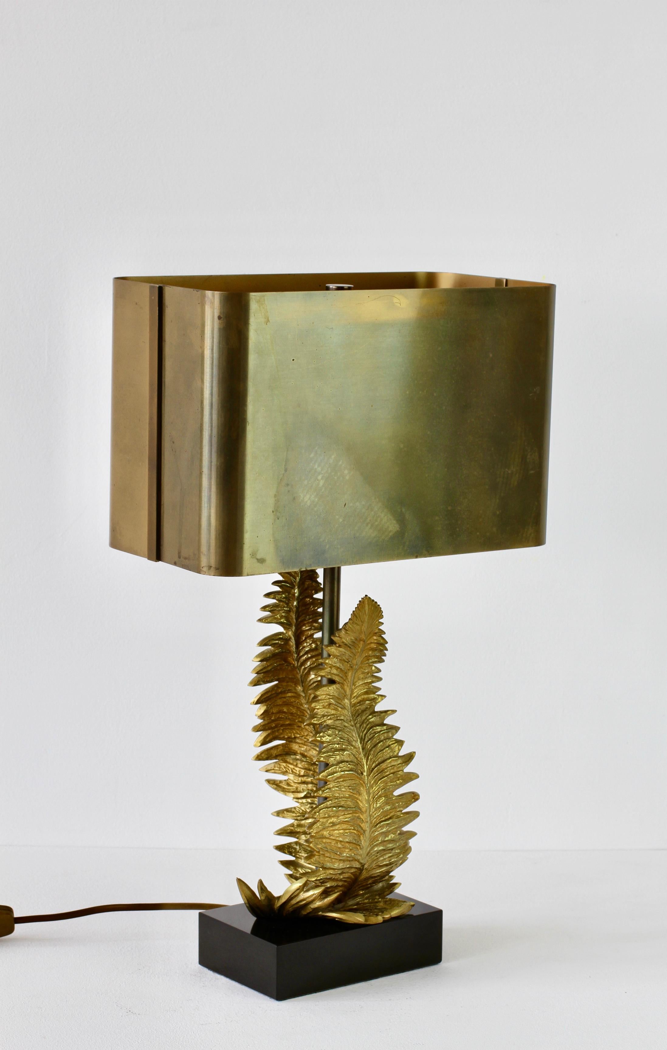20th Century Chrystiane Charles for Maison Charles Signed Brass Fern Table Lamp circa 1960s For Sale