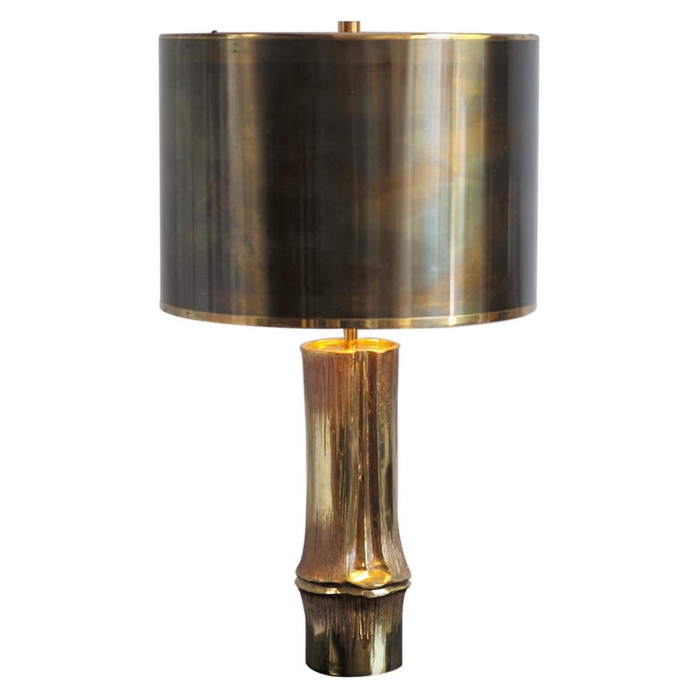 Chrystiane Charles, Lamp "Bambou" in Gilded Bronze, France, 1970