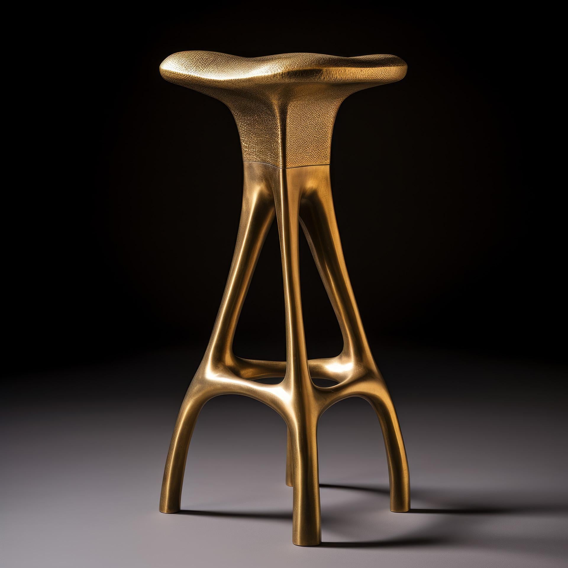 Chu Shi Bar Stool by objective OBJECT Studio
Dimensions: D 30.5 x W 30.5 x H 77.5 cm 
Materials: Brass, aluminum.

objective OBJECT
an embodiment of our architectural ethos.

We represent an unwavering dedication to truth, impartiality, and the