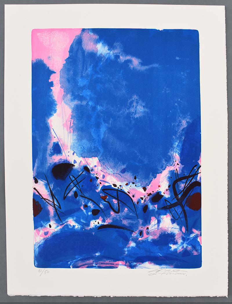  Appeasement - Signed Lithograph - Chinese Abstraction - Print by Chu Teh-Chun