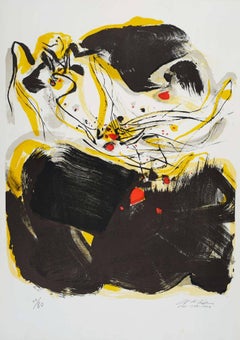 Composition en jaune, noir et rouge