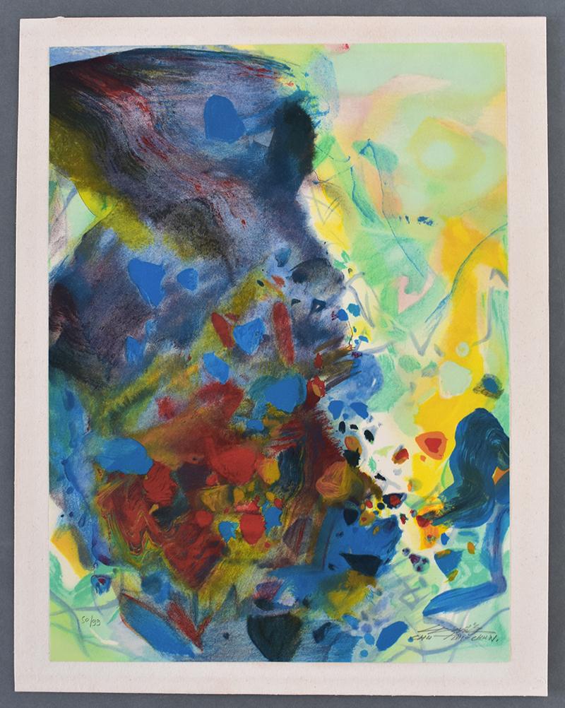 Composition II, from: Blue Season - Signed Lithograph -  Chinese Abstraction - Print by Chu Teh-Chun