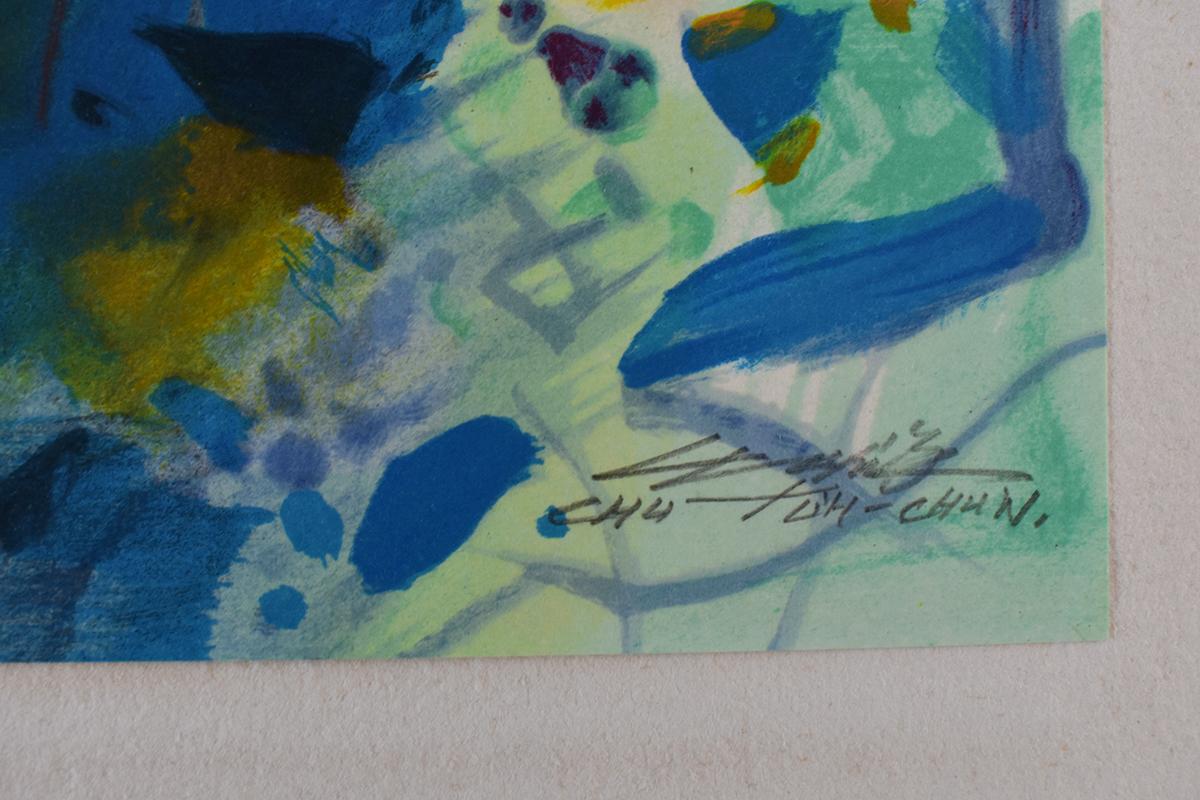 Composizione II, da: Blue Season - Litografia firmata -  Astrazione cinese - Print Astratto di Chu Teh-Chun