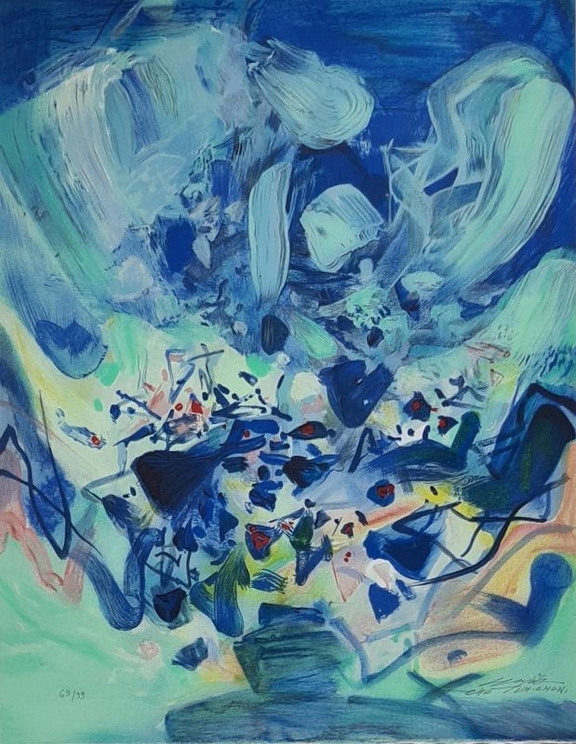 Chu Teh-Chun Abstract Print - Saison bleue 