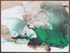 Green and Brown Gestural Abstract Expressionist Painting by Chuang Che (莊喆)
