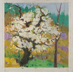 Chuanwen Liu Floral Original Oil On Canvas "Pear Blossoms"