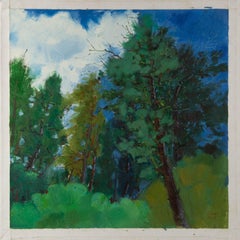 Chuanwen Liu Landscape Original Oil On Canvas "Pines and Sky"