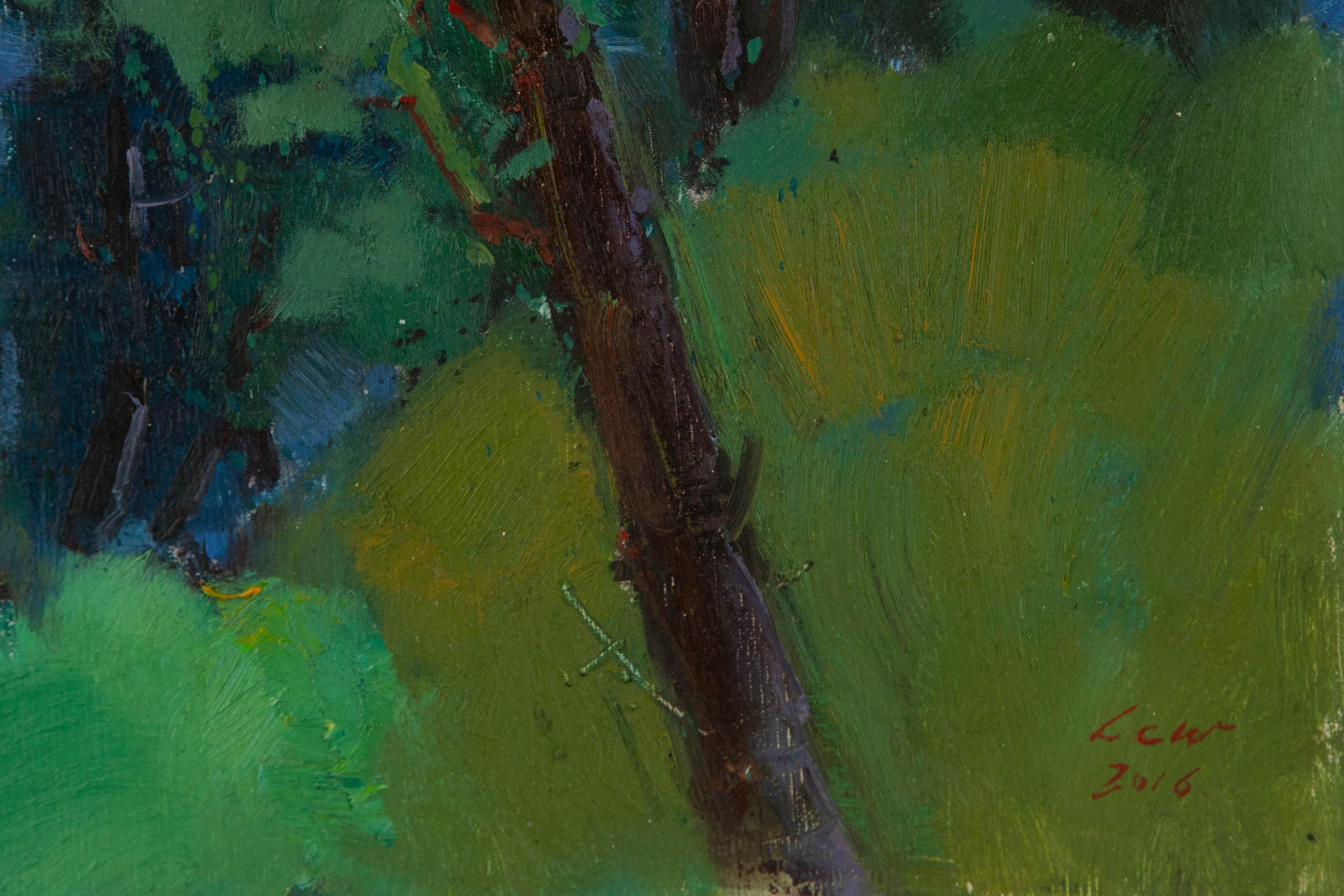 Chuanwen Liu Landschaft Original Öl auf Leinwand 
