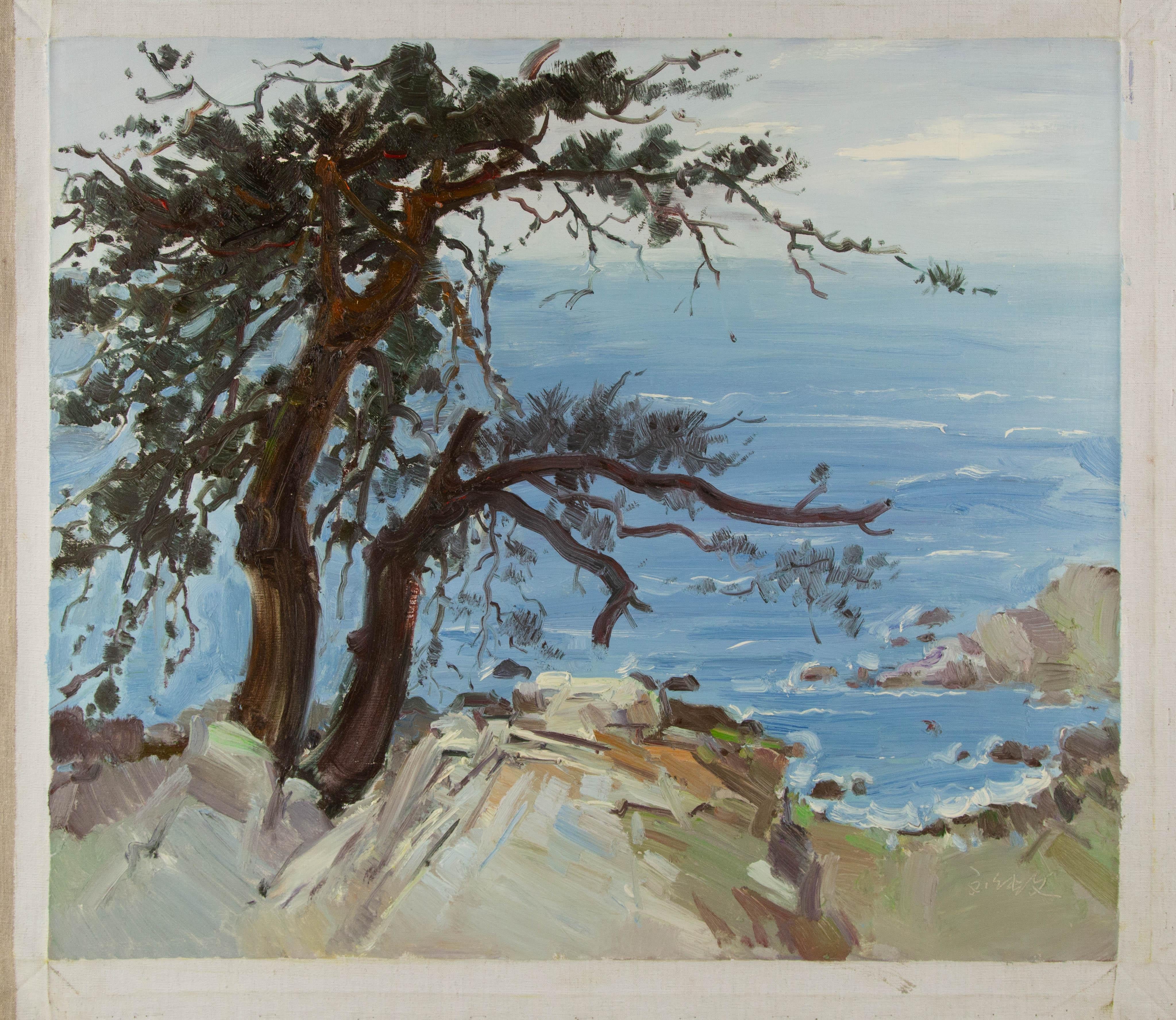 Chuanwen Liu Landschaft Original Öl auf Leinwand 