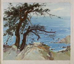 Chuanwen Liu Landscape Original Oil On Canvas "Pines by the Sea I"