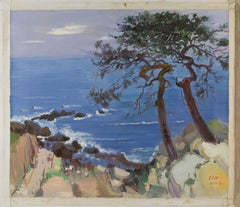 Chuanwen Liu Landscape Original Oil On Canvas "Pines by the Sea II"