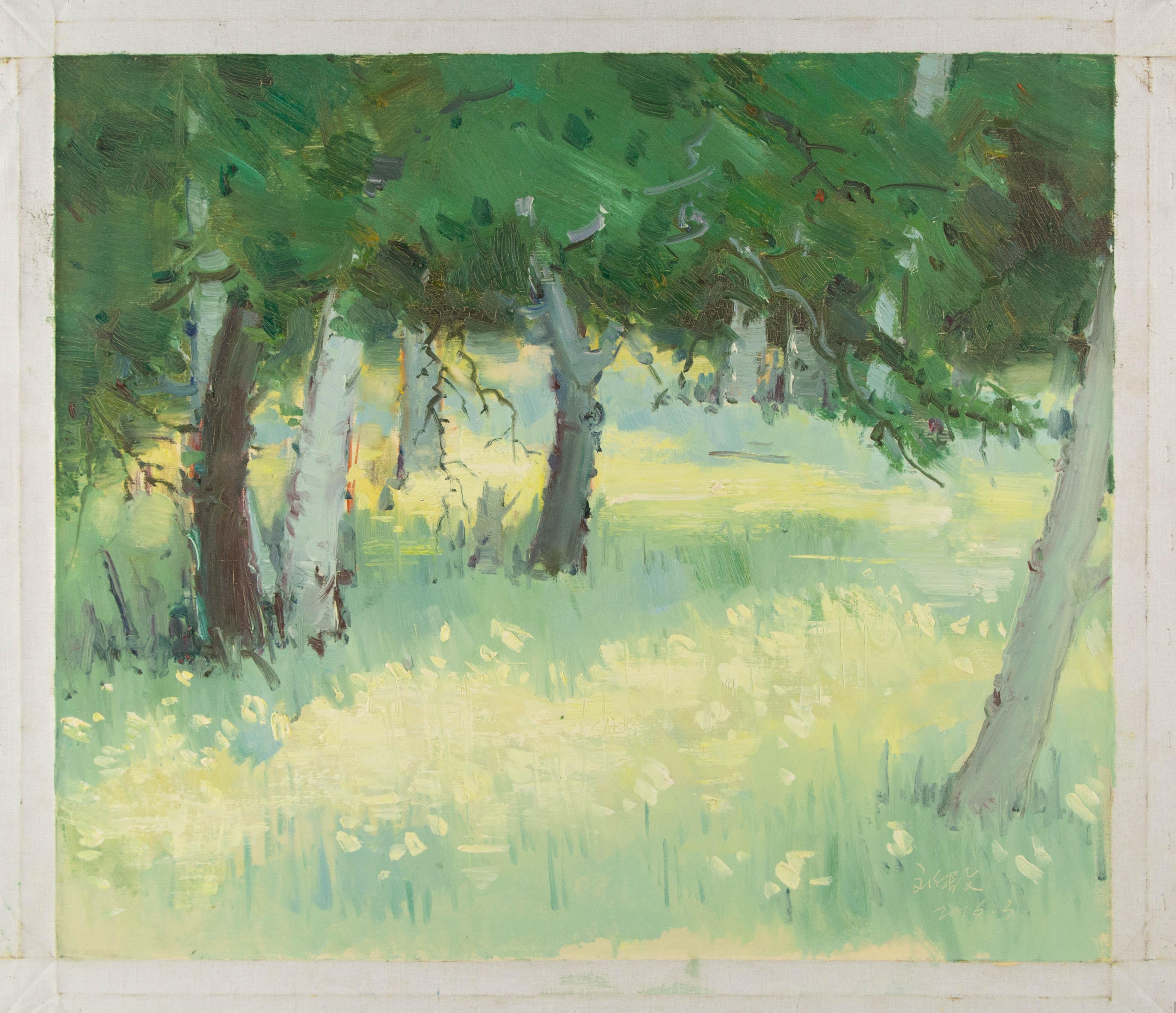 Chuanwen Liu Landscape Original Oil On Canvas 