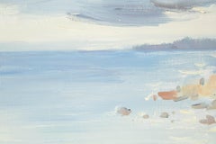 ChuanWen Liu Waterscape Original Oil On Canvas "Mountain By The Sea"