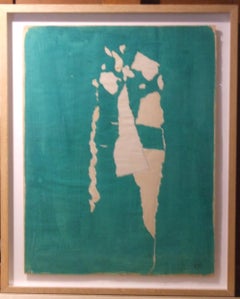 Vert abstrait - techniques mixtes sur papier, 64x50 cm, encadré