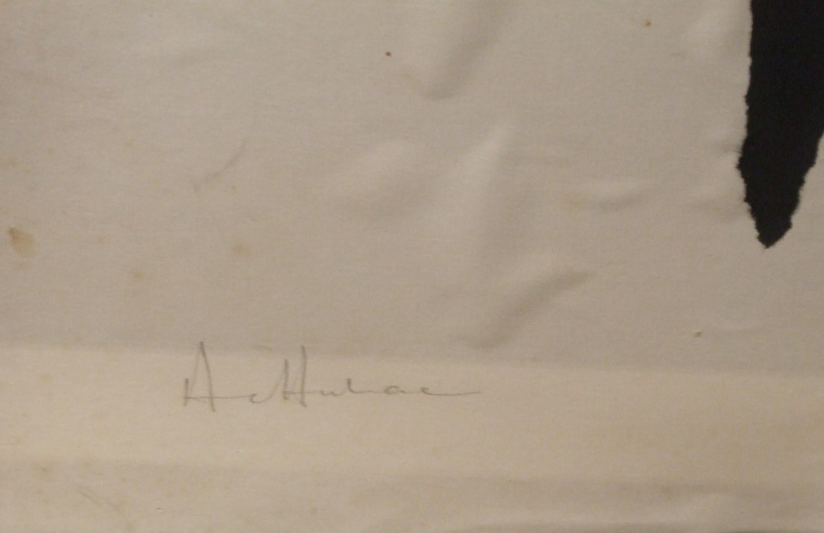Abstraktes Noir-Gouache auf Papier, 64x50 cm, gerahmt im Angebot 1